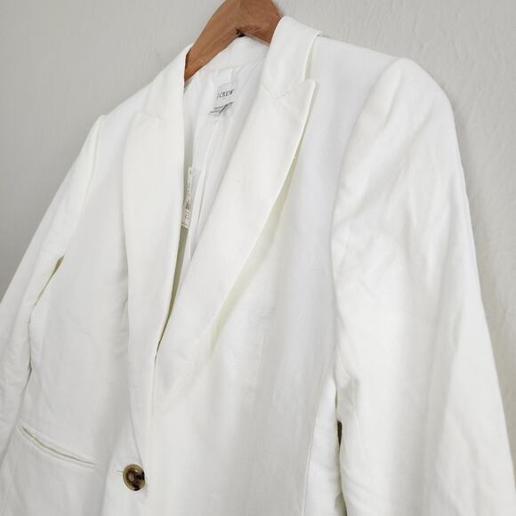 NEW J. Crew Linen Blend One Button Women's White Blazer - Picture 5 of 12